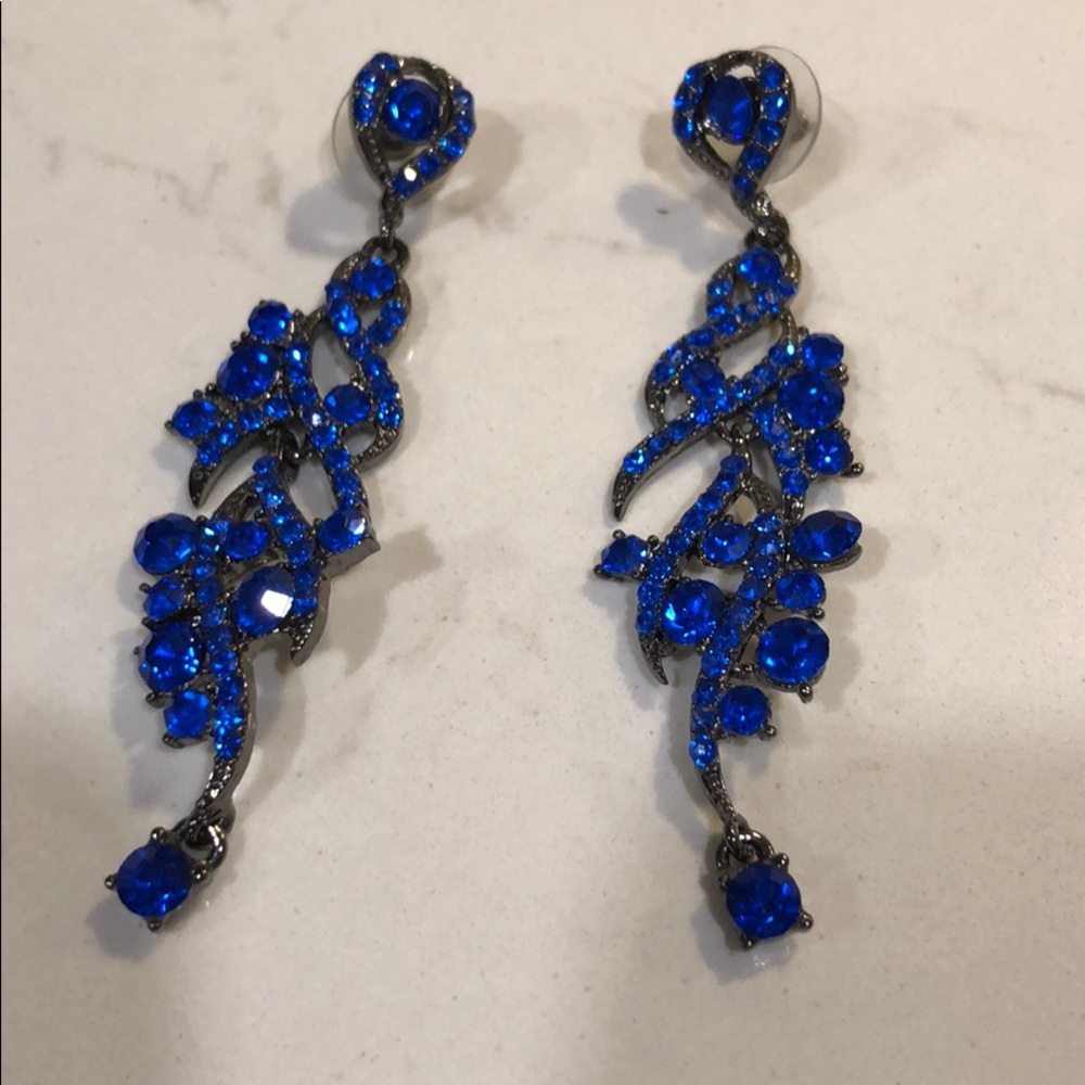 Gorgeous Blue topaz like long evening earrings